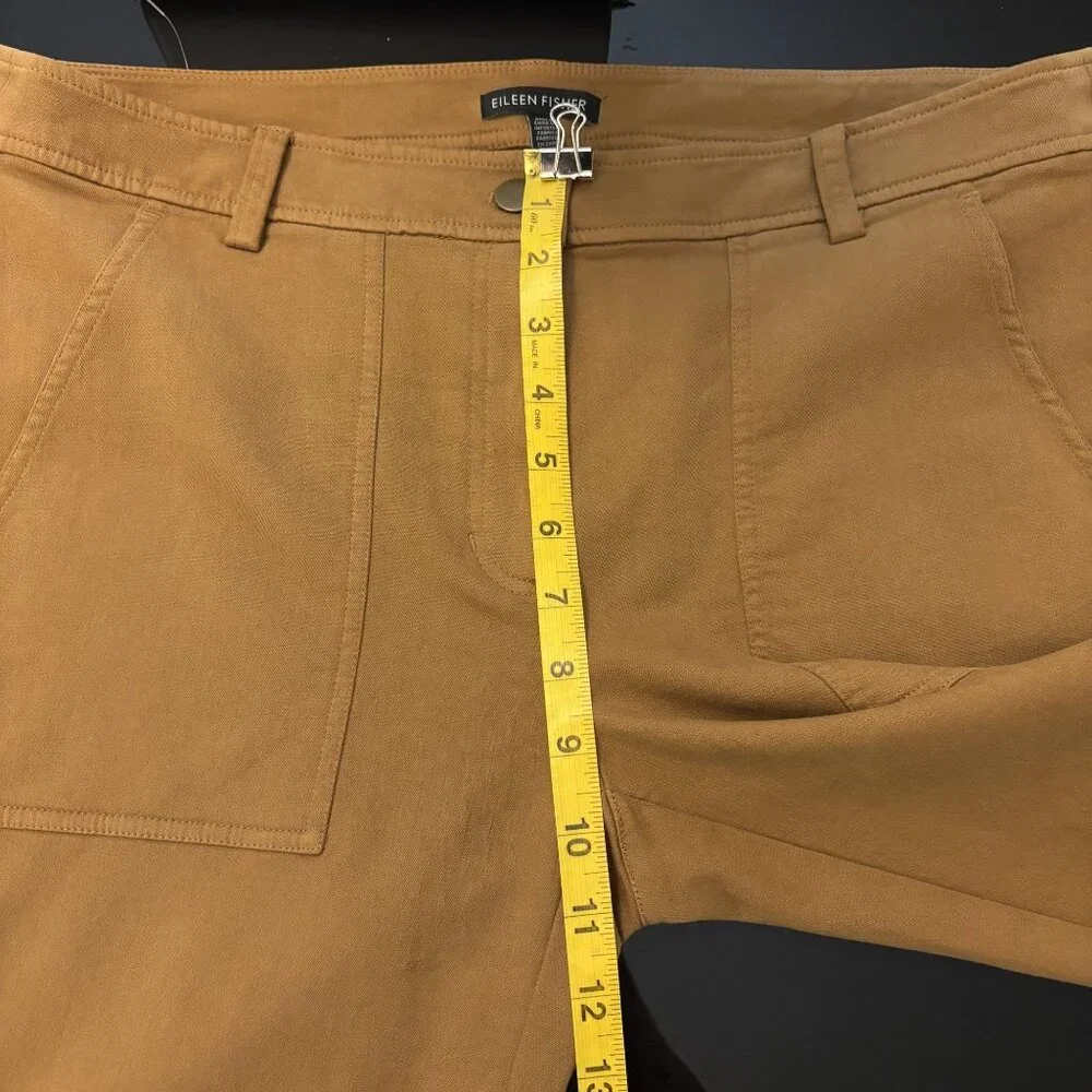 Eileen Fisher Clay Organic Cotton Straight-Leg Pants With Front Patch Pockets - Picture 12 of 14